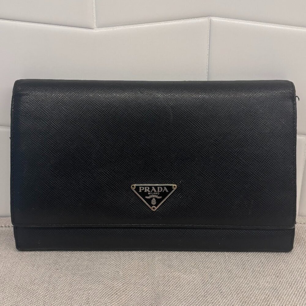 Prada Saffiano Leather Wallet - Black